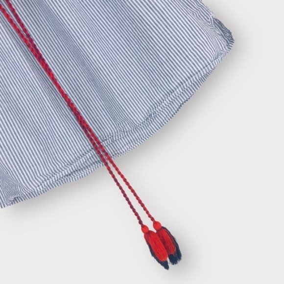 Ann Taylor LOFT Off Shoulder Embroidered Tassel Top XS Petite - Picture 3 of 9